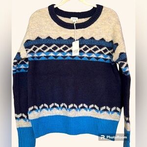 A.N.A. (A NEW APPROACH) Navy Blue/Lt. Blue/Cream Crewneck Sweater, Medium,NWT.